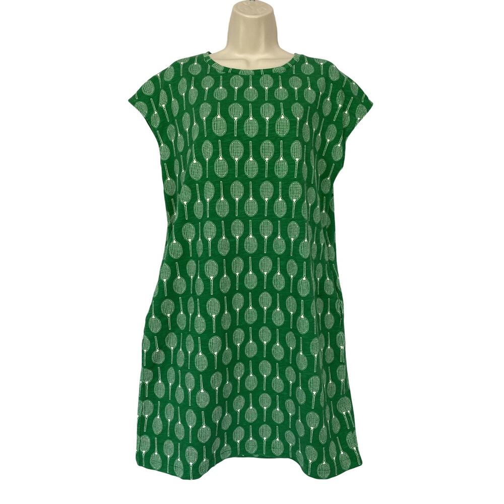 Boden Godet Dress Womens 10 Kelly Green Tennis Racket Pockets Tennis Prep Preppy